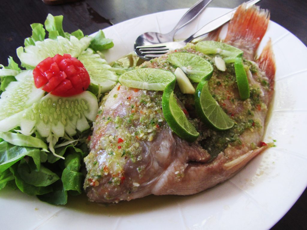 Steamed Lime Fish (Pla Kapung Neung Manao)