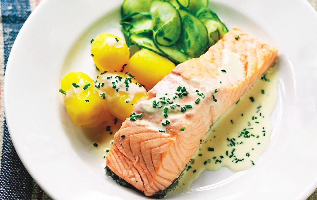 Poached salmon