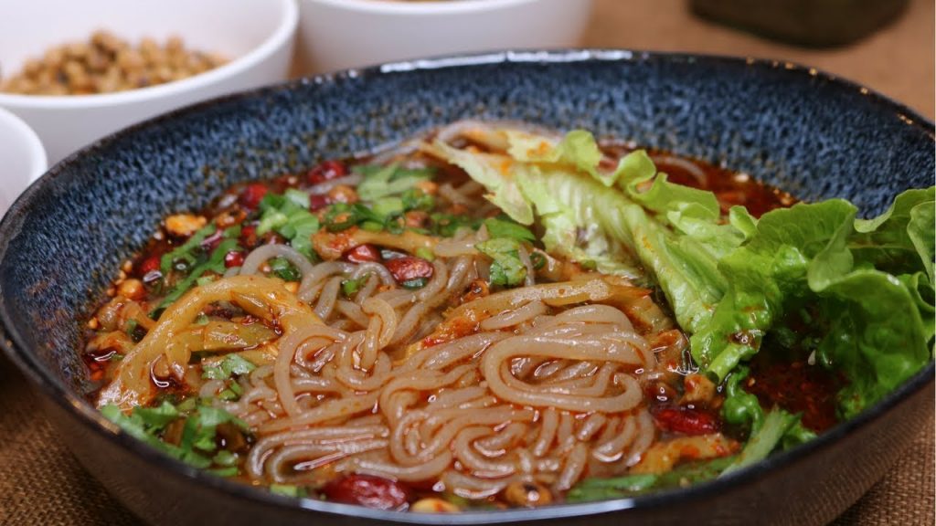 Hot and sour glass noodles