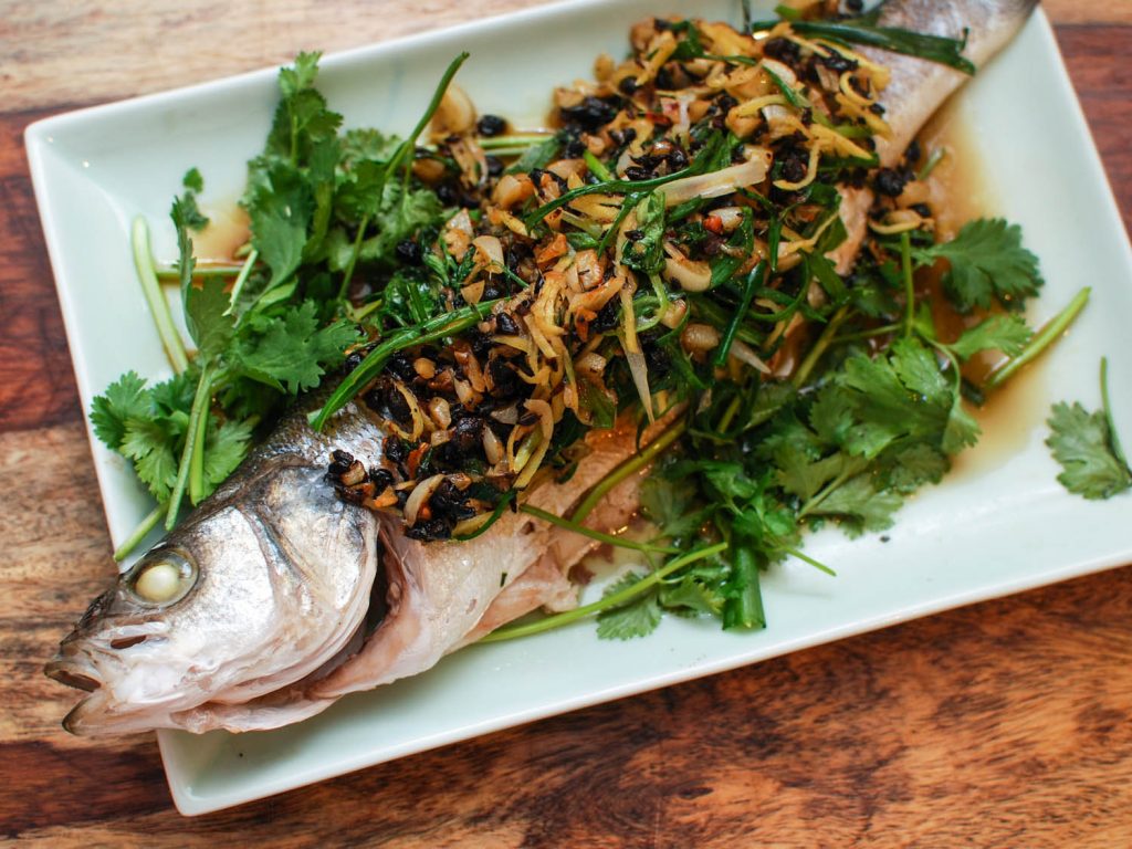 Whole steamed fish