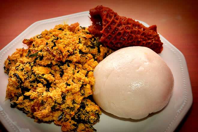 Pounded yam and Egusi soup 