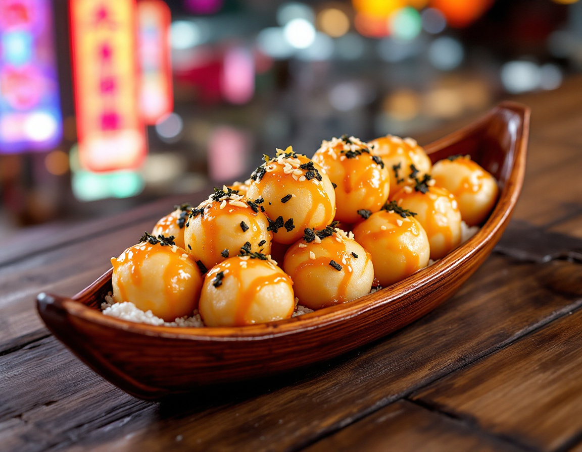Fresh takoyaki with dancing bonito flakes at Osaka Dotonbori night market