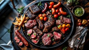 The best food in Buenos Aires: an asado of beef cuts and sausages on the parrilla
