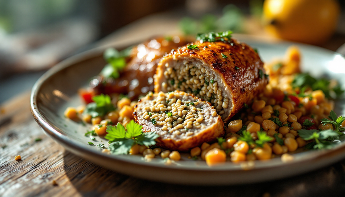 Egyptian hamam mahshi, stuffed pigeon with freekeh