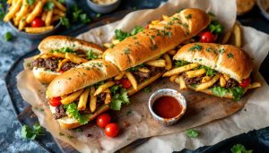The best food in Cape Town: a gatsby submarine sandwich with steak and chips