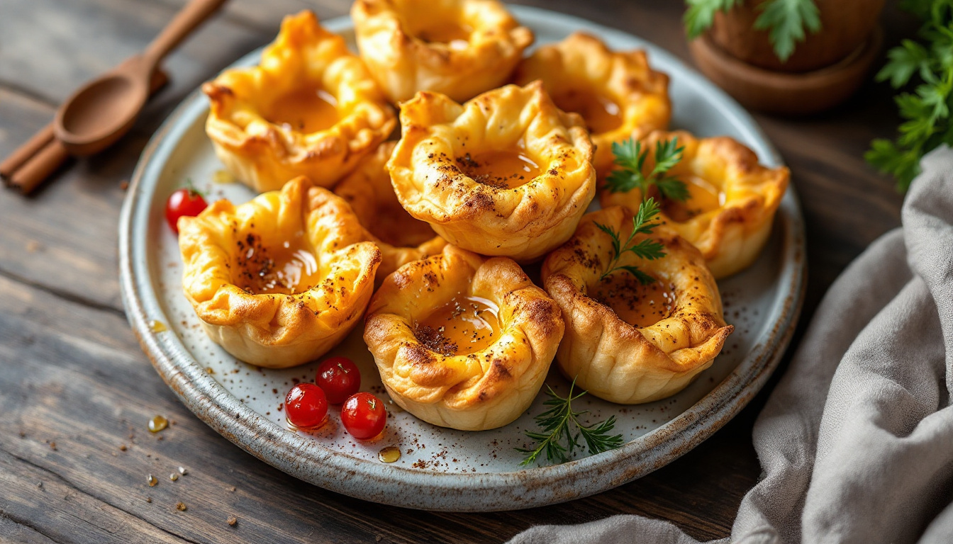 Kalitsounia, small Cretan cheese pies with honey