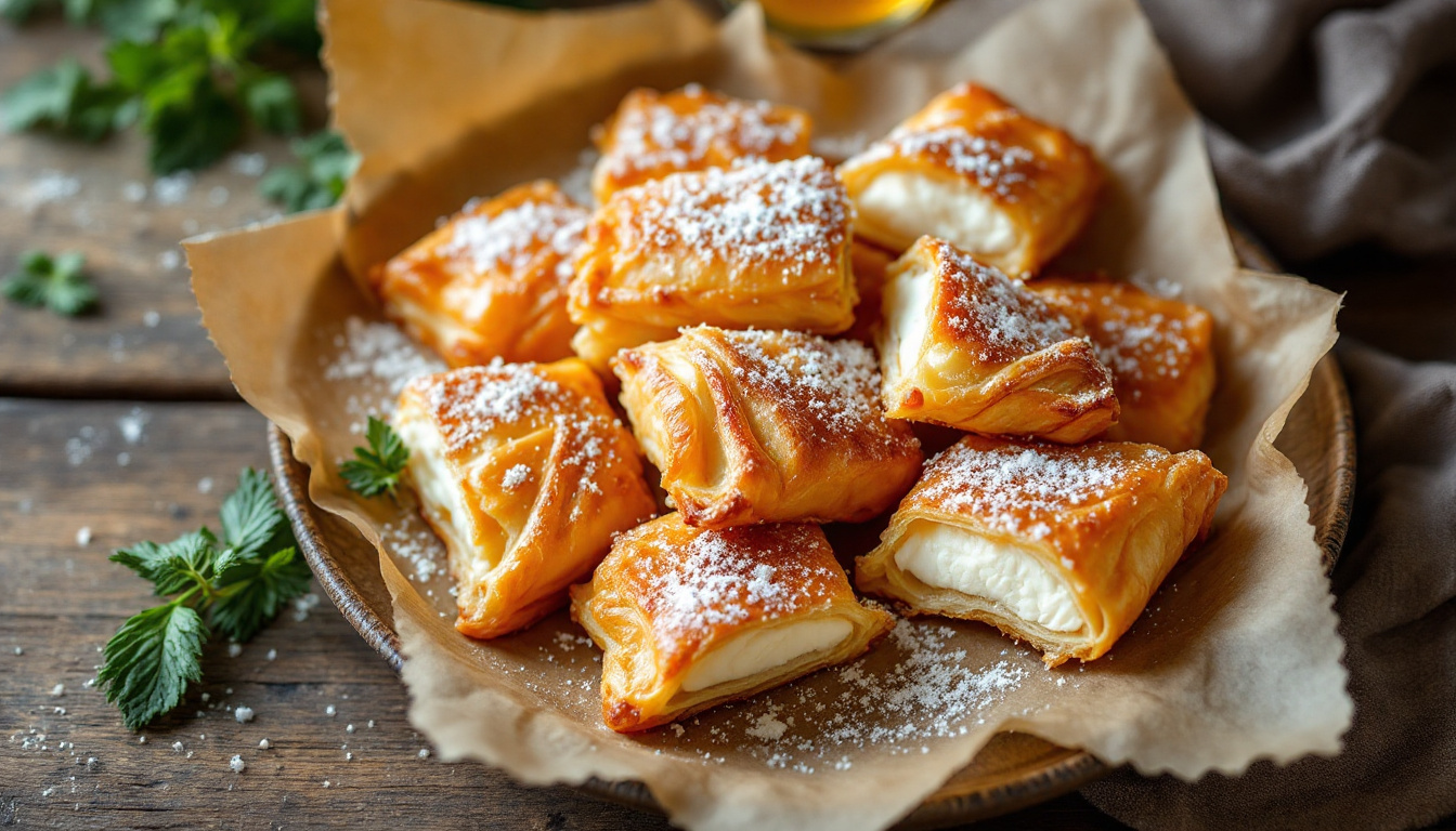 Cretan bougatsa, crisp phyllo filled with myzithra cheese