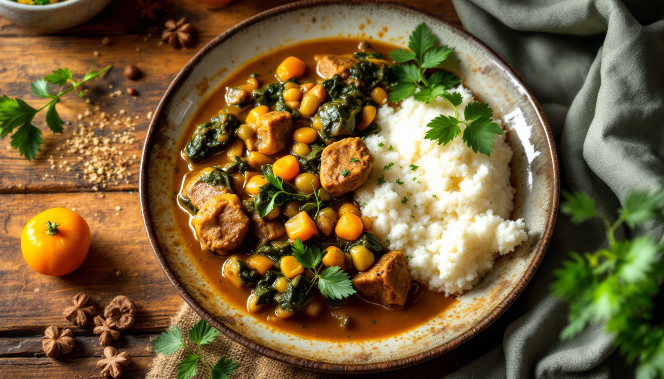 Egusi soup with pounded yam, a Nigerian classic