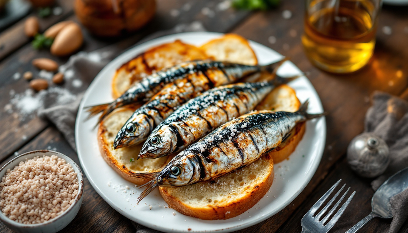 Sardinhas assadas, charcoal-grilled sardines on bread, Lisbon summer