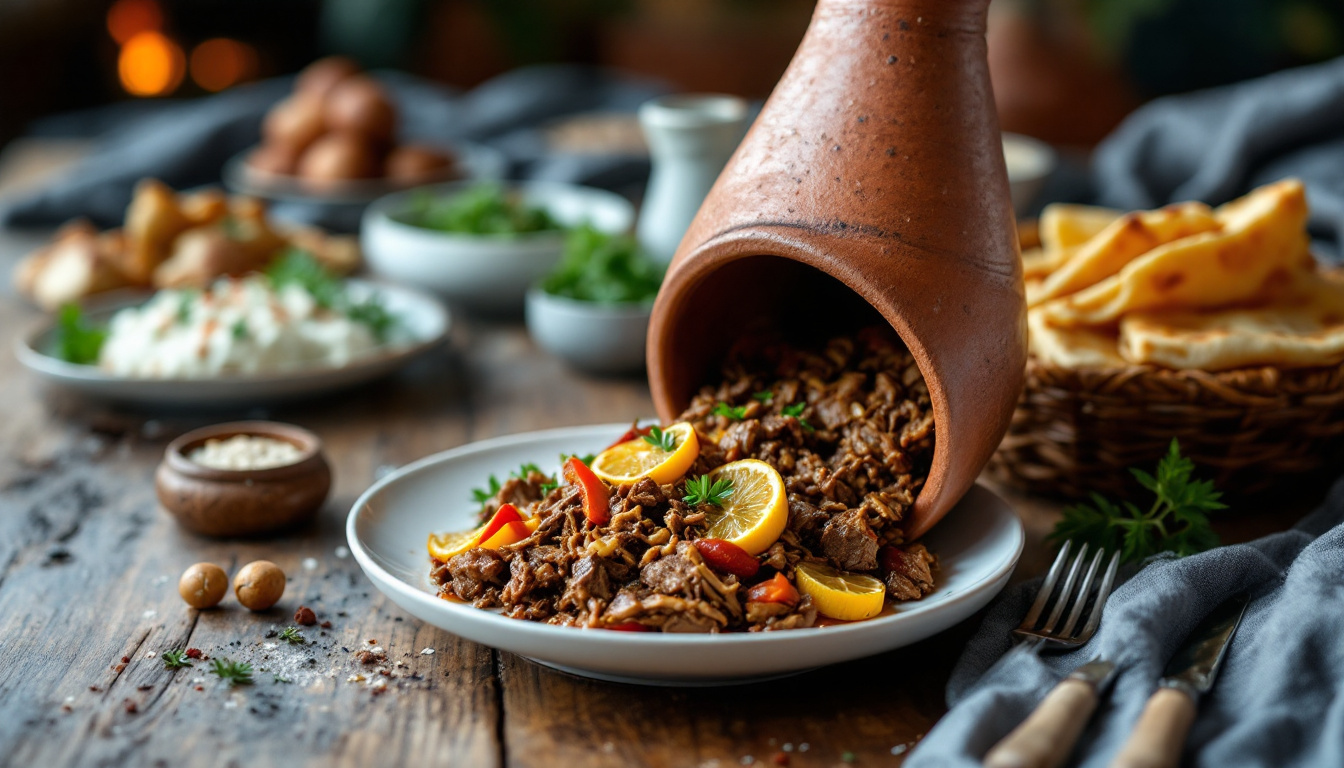 Tanjia marrakchia, beef slow-cooked in a clay urn in hammam ashes