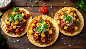 The best food in Mexico City: tacos al pastor with pineapple, onion and cilantro