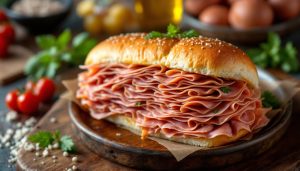 The best food in Sao Paulo: a towering Mercadao mortadella sandwich
