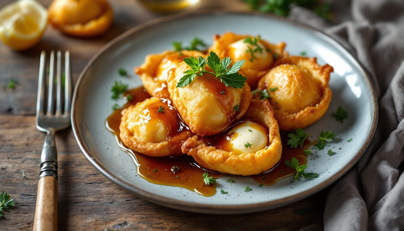 Sardinian seadas, fried cheese pastry drizzled with honey