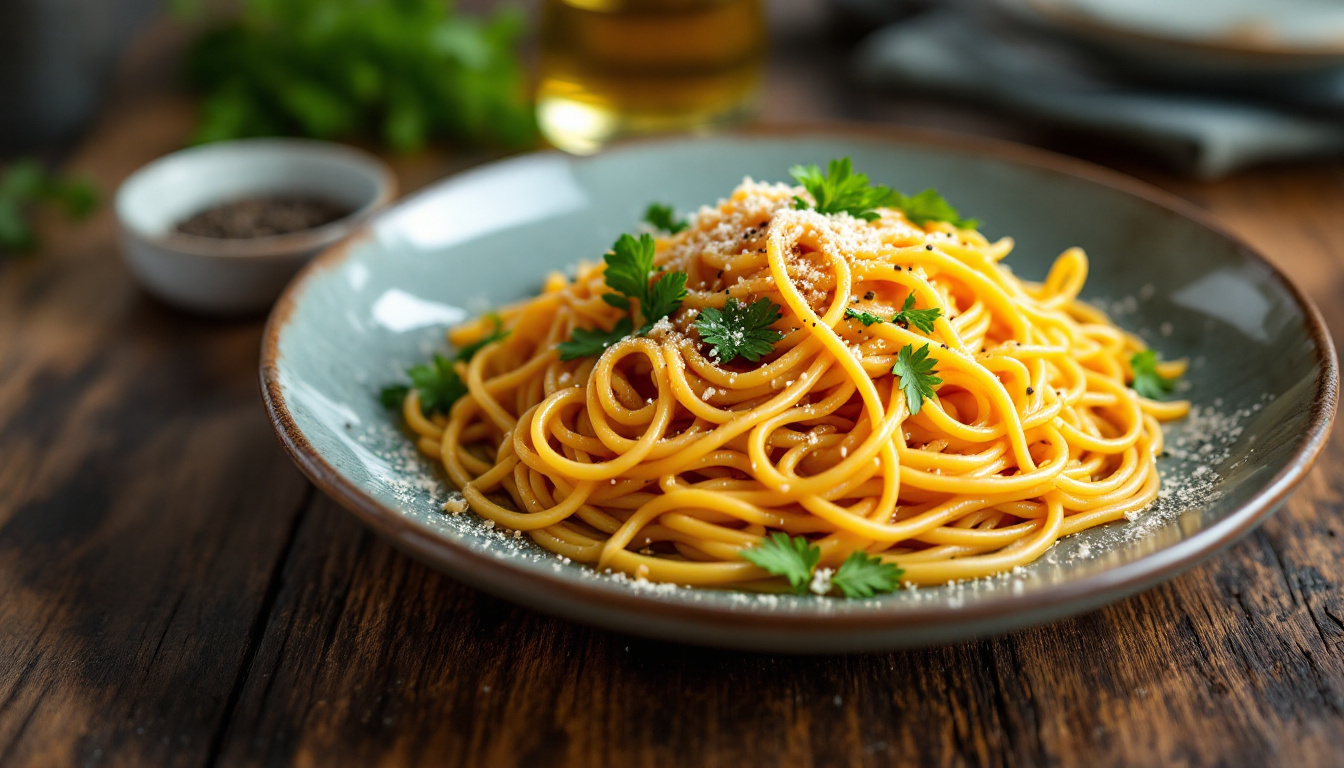 Spaghetti topped with grated Sardinian bottarga