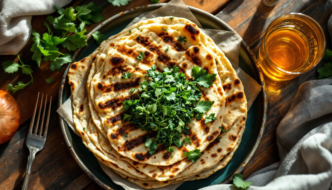 Armenian zhingyalov hats, flatbread stuffed with chopped wild green herbs