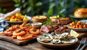 Best food to eat in Australia: a seafood and BBQ spread with prawns, barramundi and lamb