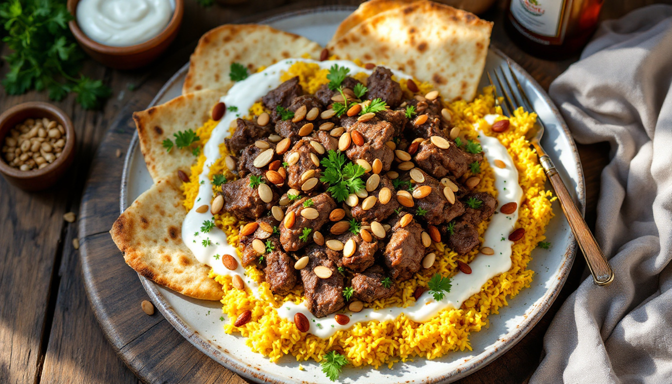 The best food to eat in Jordan: mansaf, lamb in jameed yogurt over rice with nuts