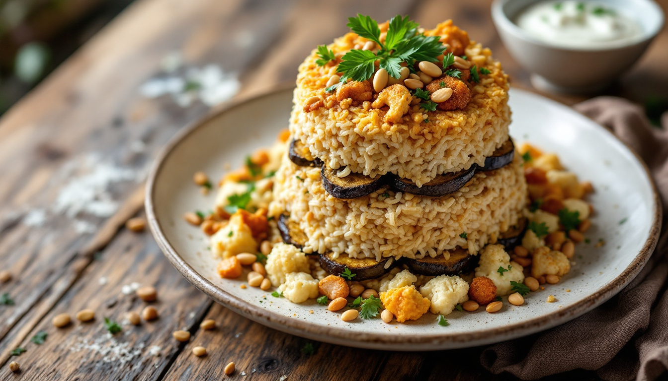 Maqluba, the upside-down Jordanian rice pot with chicken and vegetables