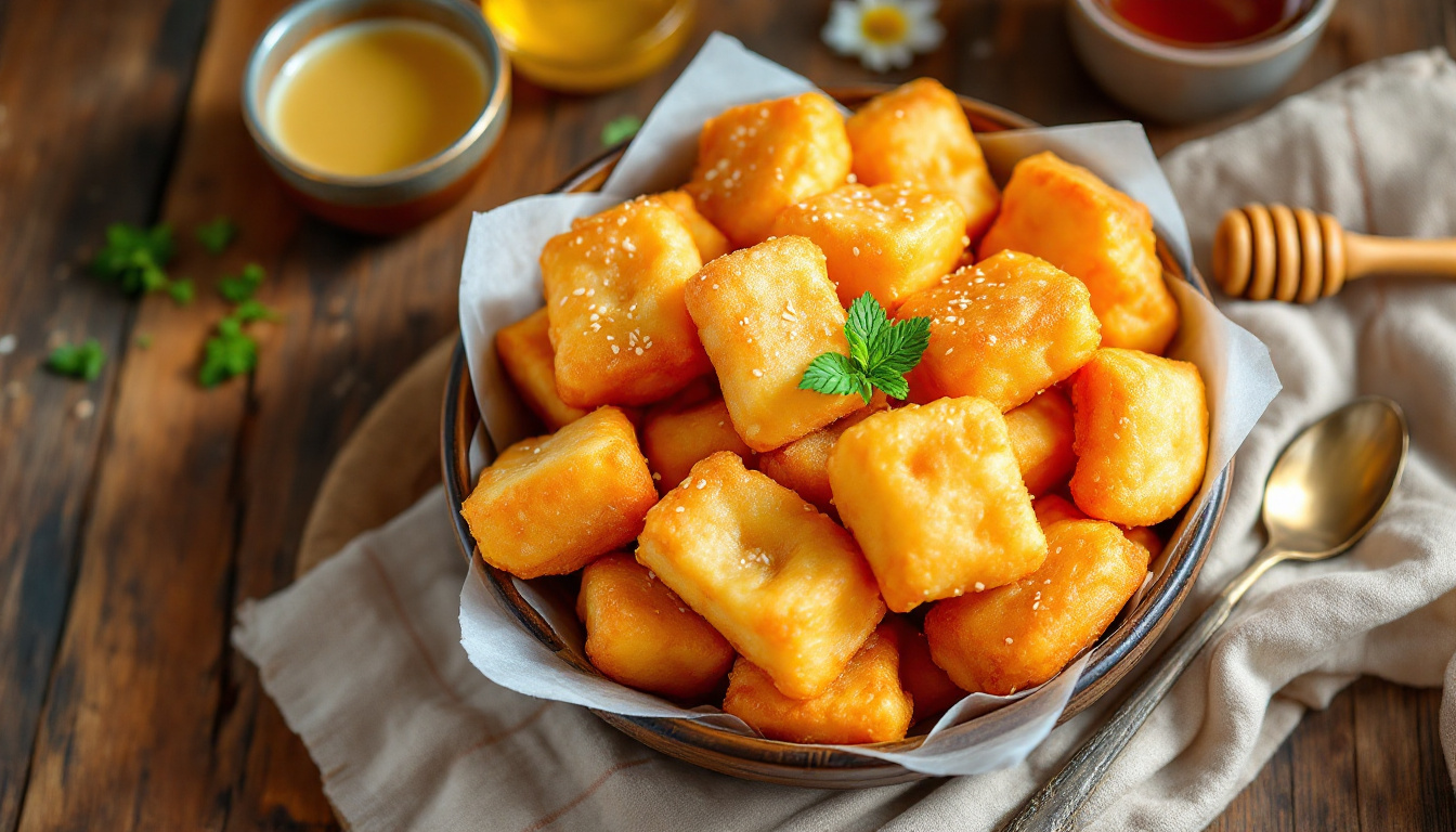 Baursak, Kazakh fried dough puffs on a tea table