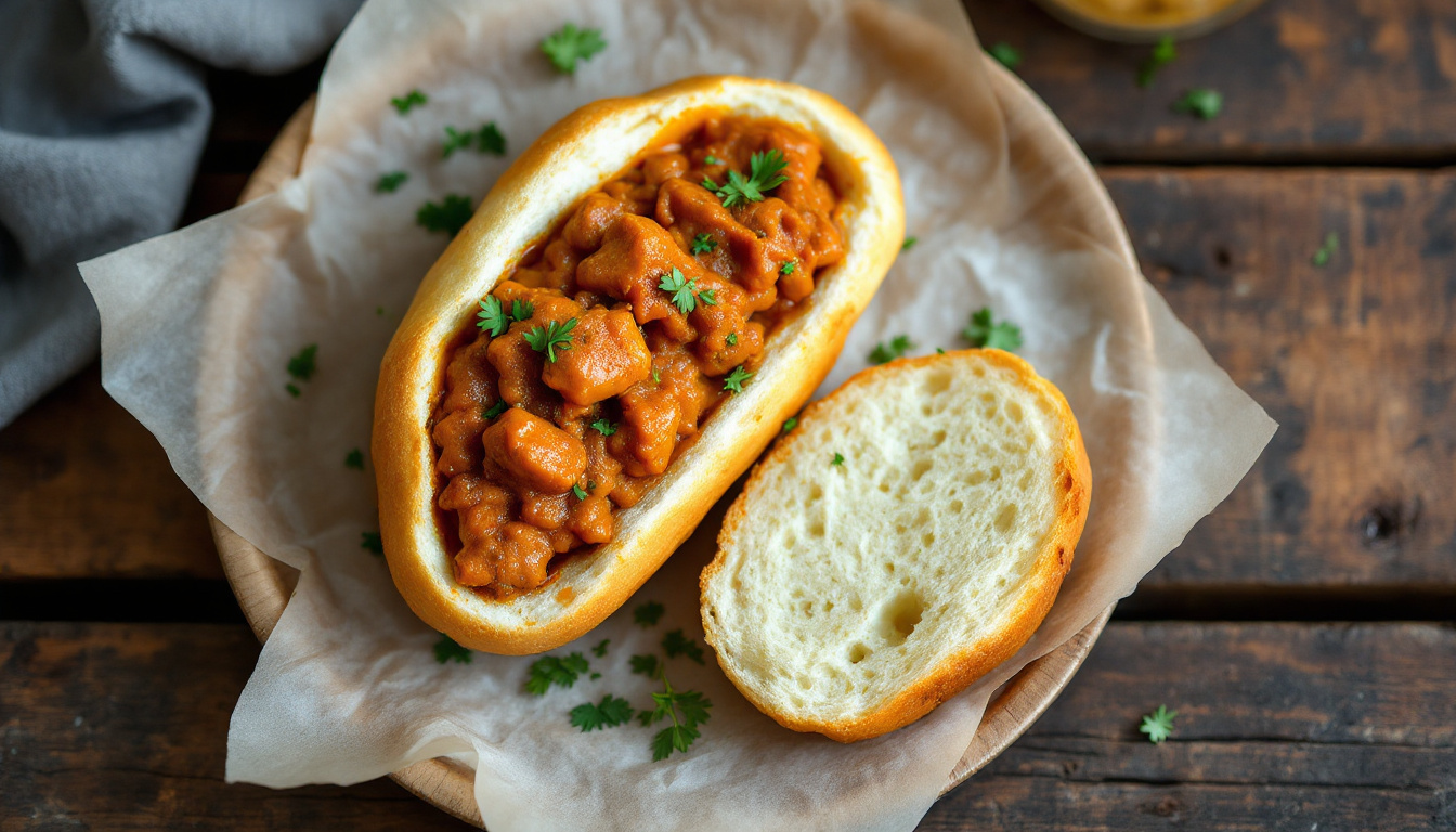Durban bunny chow, a hollowed bread loaf filled with mutton curry