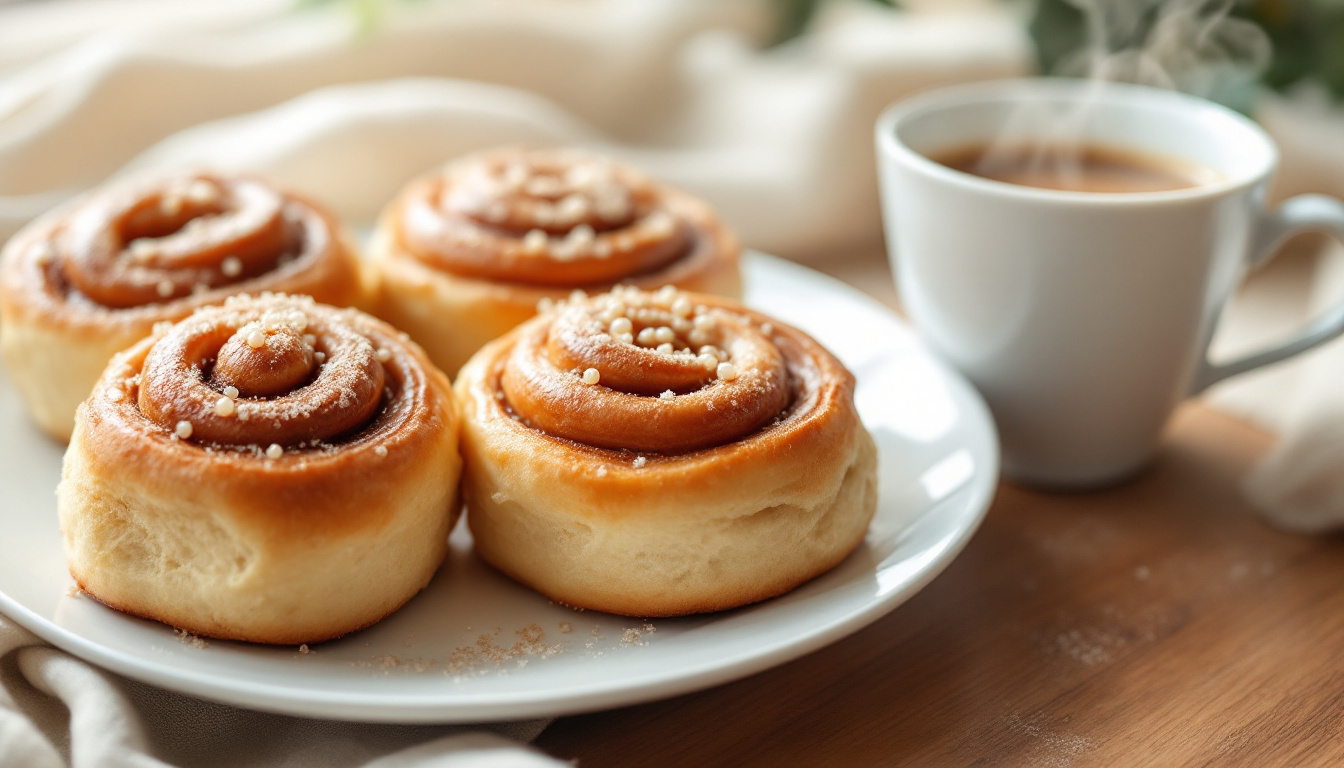 Swedish kanelbulle cinnamon buns with pearl sugar