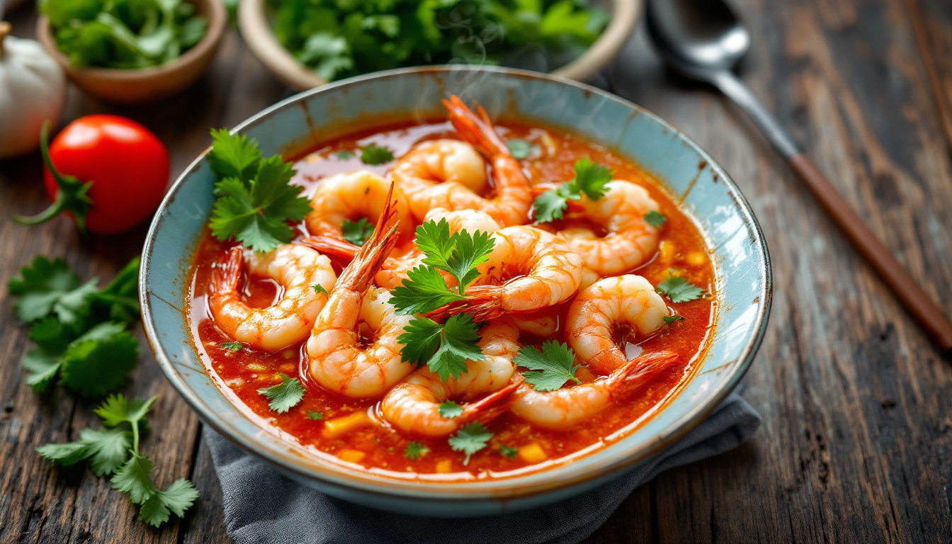 Tom yum goong, Thai hot and sour shrimp soup