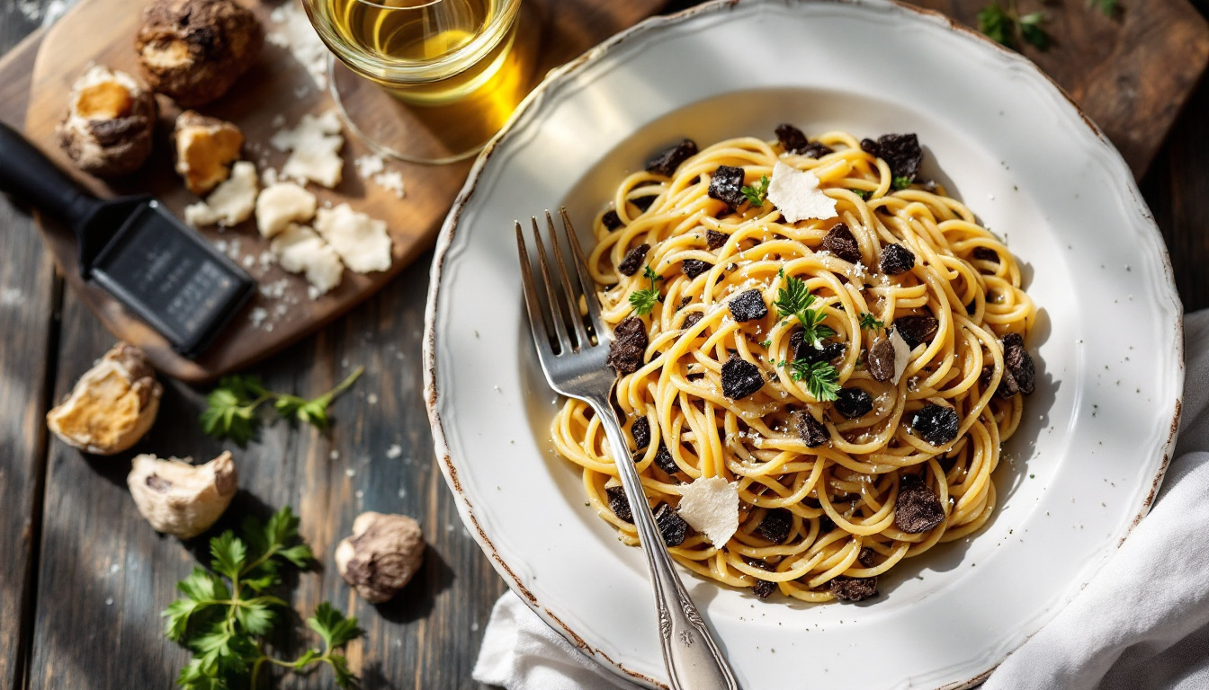 Istrian pasta tossed with shaved truffles and a glass of Malvazija wine