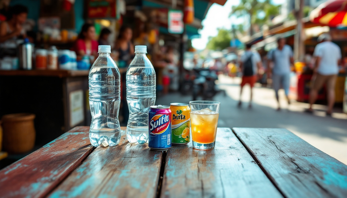 Sealed bottled and canned drinks with no ice, the safest drinks for travelers