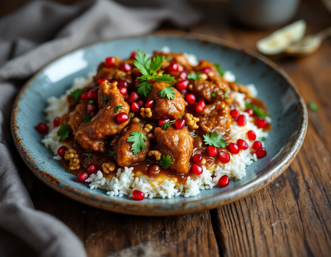 Fesenjan, Persian chicken stew in walnut and pomegranate sauce